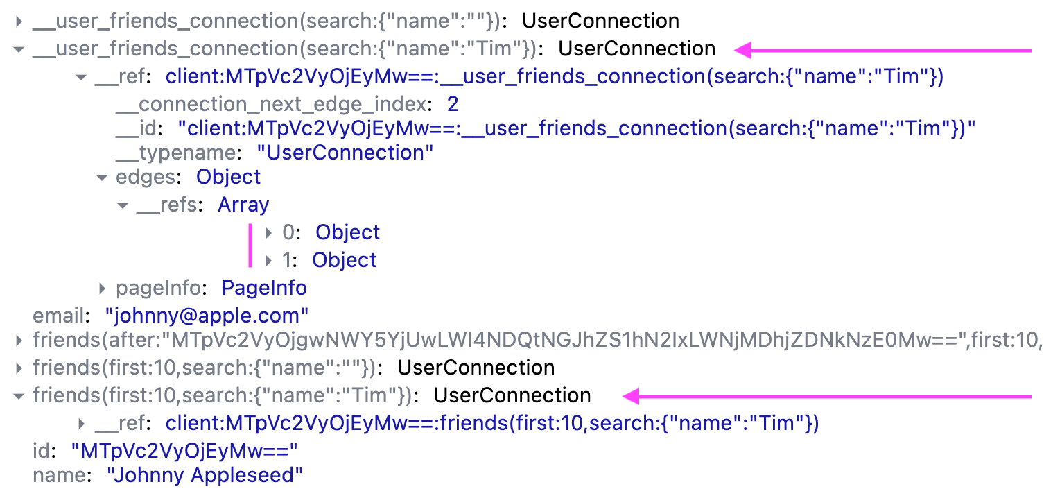 New Data ID for connection with search argumentNew `friends` fields with search argument